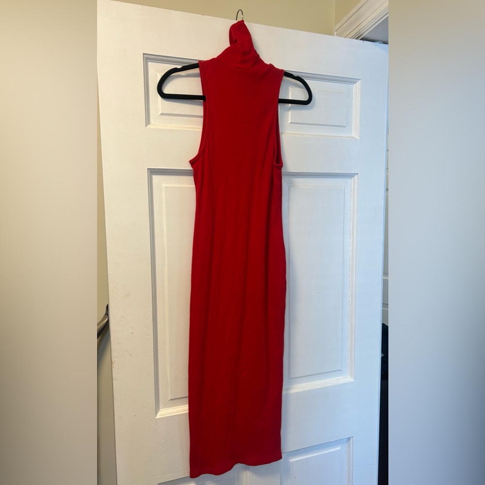 Zara Red Sleeveless Turtleneck Maxi Dress - Picture 4 of 5